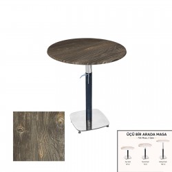 Üçüz Masa Ayarlanabilir 60 cm Yuvarlak - (Werzalit, Wermodin ve Allzalit Tabla) - Old Pine