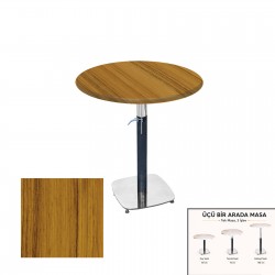 Üçüz Masa Ayarlanabilir 60 cm Yuvarlak - (Werzalit, Wermodin ve Allzalit Tabla) - Real Teak