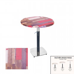 Üçüz Masa Ayarlanabilir 60 cm Yuvarlak - (Werzalit, Wermodin ve Allzalit Tabla) - Redwood