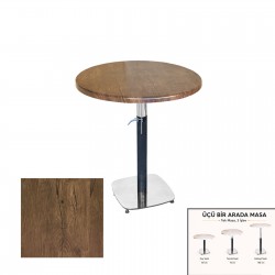 Üçüz Masa Ayarlanabilir 60 cm Yuvarlak - (Werzalit, Wermodin ve Allzalit Tabla) - Rustic Dark