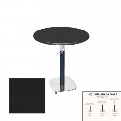 Üçüz Masa Ayarlanabilir 70 cm Yuvarlak - (Werzalit, Wermodin ve Allzalit Tabla) - Siyah