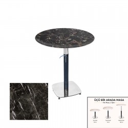 Üçüz Masa Ayarlanabilir 70 cm Yuvarlak - (Werzalit, Wermodin ve Allzalit Tabla) - Teramo