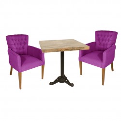 Çipa Laminat Kare - Kapitoneli Berjer Fiskos Seti - Mor