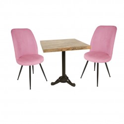 Çipa Laminat Kare - Saray 2li Masa Takımı - Pembe Çipa Laminat Kare - Saray 2li Masa Takımı - Pembe