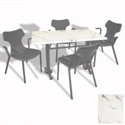 Çipa Döküm Ayak - Play Polipropilen Masa Takımı - 70x120  (Werzalit, Wermodin veya Allzalit Tabla) - Afyon Mermer-Antrasit