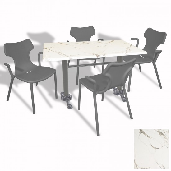 Çipa Döküm Ayak - Play Polipropilen Masa Takımı - 70x120  (Werzalit, Wermodin veya Allzalit Tabla) - Afyon Mermer-Antrasit
