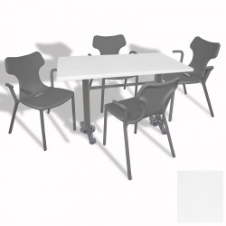 Çipa Döküm Ayak - Play Polipropilen Masa Takımı - 70x120  (Werzalit, Wermodin veya Allzalit Tabla) - Beyaz-Antrasit