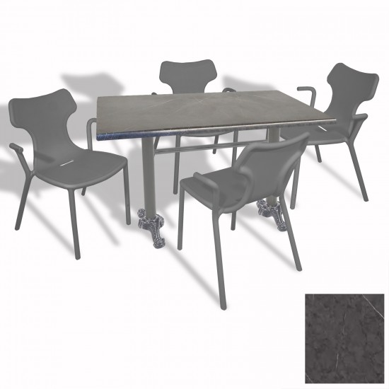 Çipa Döküm Ayak - Play Polipropilen Masa Takımı - 80x120  (Werzalit, Wermodin veya Allzalit Tabla) - GreyMarble-Antrasit