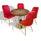 Gold - Çırağan Mutfak Masa Takımı - (Yuvarlak Çap 80cm - Allzalit CDFTabla) - 6206 Dilimli-Bordo Gold - Çırağan Mutfak Masa Takımı - (Yuvarlak Çap 80cm - Allzalit CDFTabla) - 6206 Dilimli-Bordo