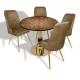Gold - Çırağan Mutfak Masa Takımı - (Yuvarlak Çap 80cm - Allzalit CDFTabla) - 6206 Dilimli-Kahve Gold - Çırağan Mutfak Masa Takımı - (Yuvarlak Çap 80cm - Allzalit CDFTabla) - 6206 Dilimli-Kahve