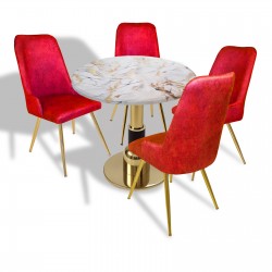 Gold-Çırağan Mutfak Masa Takımı - (Yuvarlak Çap 80cm - Werzalit, Wermodin ve Allzalit Tabla) - Gold-Bordo Gold-Çırağan Mutfak Masa Takımı - (Yuvarlak Çap 80cm - Werzalit, Wermodin ve Allzalit Tabla) - Gold-Bordo