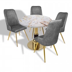 Gold-Çırağan Mutfak Masa Takımı - (Yuvarlak Çap 80cm - Werzalit, Wermodin ve Allzalit Tabla) - Gold-Füme Gold-Çırağan Mutfak Masa Takımı - (Yuvarlak Çap 80cm - Werzalit, Wermodin ve Allzalit Tabla) - Gold-Füme