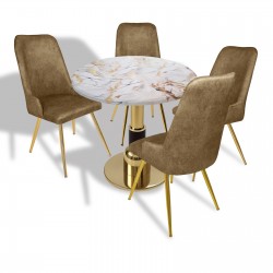 Gold-Çırağan Mutfak Masa Takımı - (Yuvarlak Çap 80cm - Werzalit, Wermodin ve Allzalit Tabla) - Gold-Kahve Gold-Çırağan Mutfak Masa Takımı - (Yuvarlak Çap 80cm - Werzalit, Wermodin ve Allzalit Tabla) - Gold-Kahve