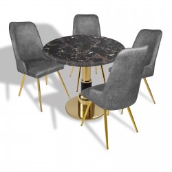 Gold-Çırağan Mutfak Masa Takımı - (Yuvarlak Çap 80cm - Werzalit, Wermodin ve Allzalit Tabla) - Teramo-Füme