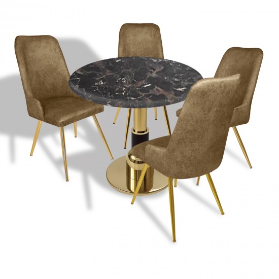 Gold - Çırağan Mutfak Masa Takımı - (Yuvarlak Çap 80cm - Werzalit, Wermodin ve Allzalit Tabla) - Teramo-Kahve Gold - Çırağan Mutfak Masa Takımı - (Yuvarlak Çap 80cm - Werzalit, Wermodin ve Allzalit Tabla) - Teramo-Kahve