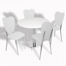 Tokyo Werzalit Tabla - Aşk-ı Derun Mutfak Masa Takımı Q80 - Beyaz - Beyaz Deri