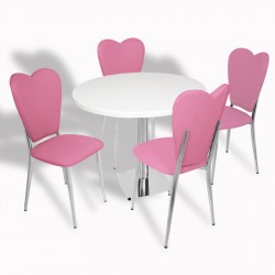 Tokyo Werzalit Tabla - Aşk-ı Derun Mutfak Masa Takımı Q80 - Beyaz - Pembe Deri