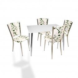 Manolya Kapitoneli Mutfak Masa Takımı (Deri) - Yeşil