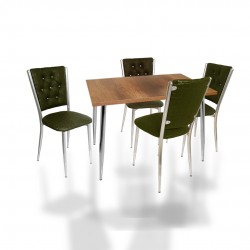 Manolya Kapitoneli Mutfak Masa Takımı (Deri) - Kahve Manolya Kapitoneli Mutfak Masa Takımı (Deri) - Kahve