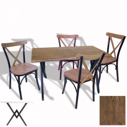 Anemon - Tonet Masa Takımı (Werzalit, Allzalit, Vermodin Tabla 70x120) – (Rustic Dark - Papel Oturak)
