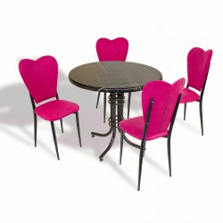 Buket - Aşk-ı Derun Mutfak Masa Takımı - Yuvarlak 80cm Çap (Werzalit, Wermodin ve Allzalit Tabla) - Palazzo-KırmızıDeri