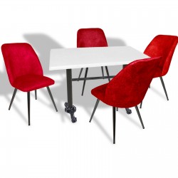 Çipa – Nilüfer Mutfak Masa Takımı - 80x120 (Werzalit, Wermodin ve Allzalit Tabla) - Beyaz - Bordo