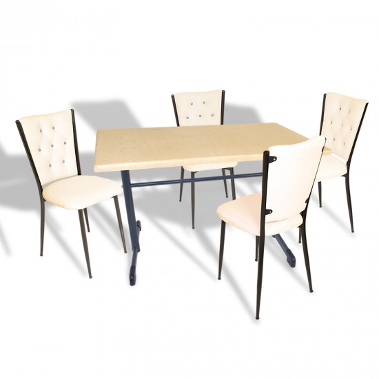 Halley - Kapitoneli Mutfak Masa Takımı - 80x140 (Werzalit, Wermodin veya Allzalit Tabla) - Akçaağaç-Krem Halley - Kapitoneli Mutfak Masa Takımı - 80x140 (Werzalit, Wermodin veya Allzalit Tabla) - Akçaağaç-Krem