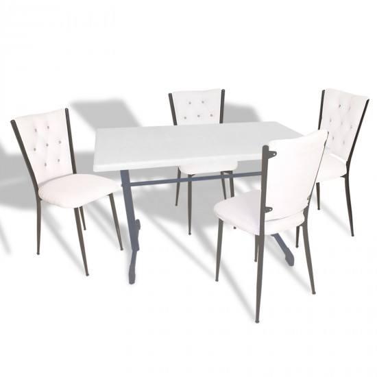 Halley - Kapitoneli Mutfak Masa Takımı - 80x140 (Werzalit, Wermodin veya Allzalit Tabla) - Beyaz-Beyaz Halley - Kapitoneli Mutfak Masa Takımı - 80x140 (Werzalit, Wermodin veya Allzalit Tabla) - Beyaz-Beyaz