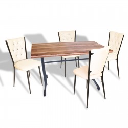 Halley - Kapitoneli Mutfak Masa Takımı - 70x120 (Werzalit, Wermodin veya Allzalit Tabla) - Indiana Wood-Krem