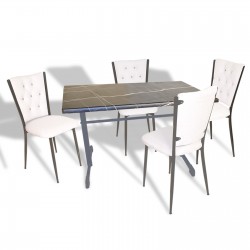 Halley - Kapitoneli Mutfak Masa Takımı - 70x120 (Werzalit, Wermodin veya Allzalit Tabla) - Palazzo-Beyaz