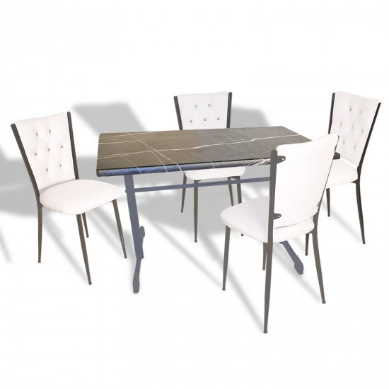 Halley - Kapitoneli Mutfak Masa Takımı - 80x120 (Werzalit, Wermodin veya Allzalit Tabla) - Palazzo-Beyaz