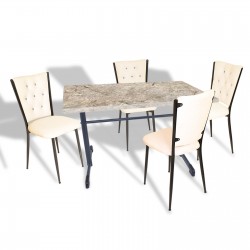 Halley - Kapitoneli Mutfak Masa Takımı - 70x120 (Werzalit, Wermodin veya Allzalit Tabla) - Scala Marble-Krem