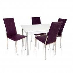 Akasya Gözde Mutfak Masa Takımı (Deri)  - Mor