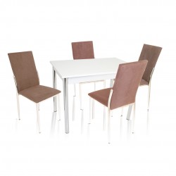 Akasya Gözde Mutfak Masa Takımı (Kumaş)  - Kahve