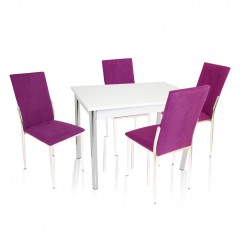 Akasya Gözde Mutfak Masa Takımı (Kumaş)  - Mor