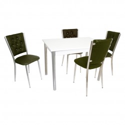 Akasya Kapitoneli Mutfak Masa Takımı (Deri) - Kahve Akasya Kapitoneli Mutfak Masa Takımı (Deri) - Kahve