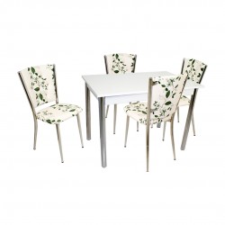 Akasya Kapitoneli Mutfak Masa Takımı (Deri) - Yeşil