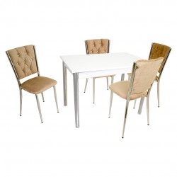 Akasya Kapitoneli Mutfak Masa Takımı (Kumaş) - Kapiçino