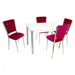 Akasya Kapitoneli Mutfak Masa Takımı (Kumaş) - Kırmızı Akasya Kapitoneli Mutfak Masa Takımı (Kumaş) - Kırmızı