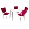 Akasya Kapitoneli Mutfak Masa Takımı (Kumaş) - Kırmızı