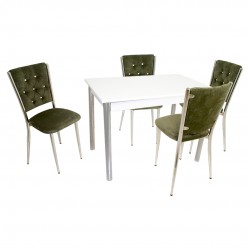 Akasya Kapitoneli Mutfak Masa Takımı (Kumaş) - Yeşil Akasya Kapitoneli Mutfak Masa Takımı (Kumaş) - Yeşil