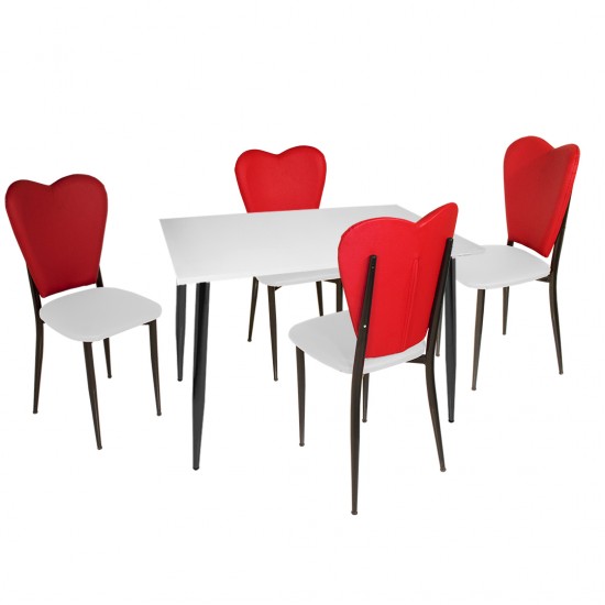 Aşk-ı Derun - Manolya Mutfak Masa Takımı - Kırmızı Beyaz