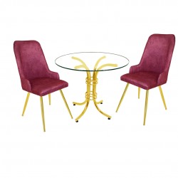 Buket Yuvarlak Gold Cam - Çırağan Gold  Fiskos Seti - Fuşya