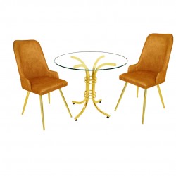 Buket Yuvarlak Gold Cam - Çırağan Gold  Fiskos Seti - Kiremit