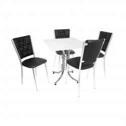 Buket Suntalam – Kapitoneli Mutfak Masa Takımı (Deri) - Siyah Buket Suntalam – Kapitoneli Mutfak Masa Takımı (Deri) - Siyah