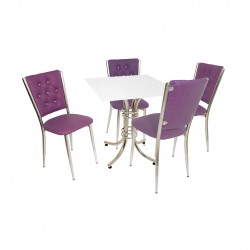 Buket Suntalam – Kapitoneli Mutfak Masa Takımı (Deri) - Mor Buket Suntalam – Kapitoneli Mutfak Masa Takımı (Deri) - Mor