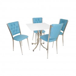 Buket Suntalam – Kapitoneli Mutfak Masa Takımı (Deri) - Turkuaz