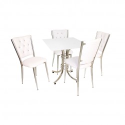 Buket Suntalam – Kapitoneli Mutfak Masa Takımı (Deri) - Beyaz Buket Suntalam – Kapitoneli Mutfak Masa Takımı (Deri) - Beyaz