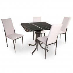 Buket Werzalit Kare ESB-Gözde Mutfak Masa Takımı - Royal Mermer Siyah