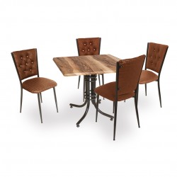 Buket Werzalit Kare ESB-Kapitoneli Mutfak Masa Takımı - Indıana Wood Kahve Buket Werzalit Kare ESB-Kapitoneli Mutfak Masa Takımı - Indıana Wood Kahve